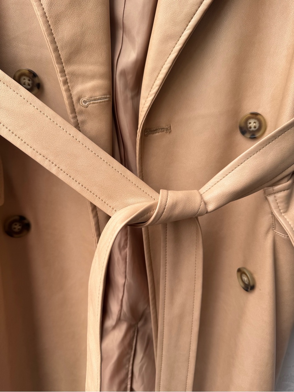 7 for all mankind faux leather trench coat - Picture 5 of 7